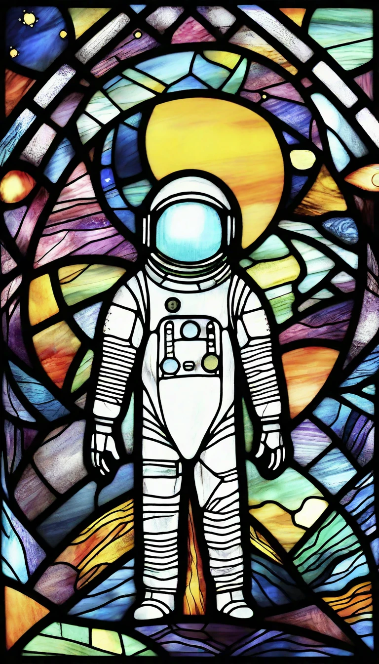 stained-glass space man cosmic horror