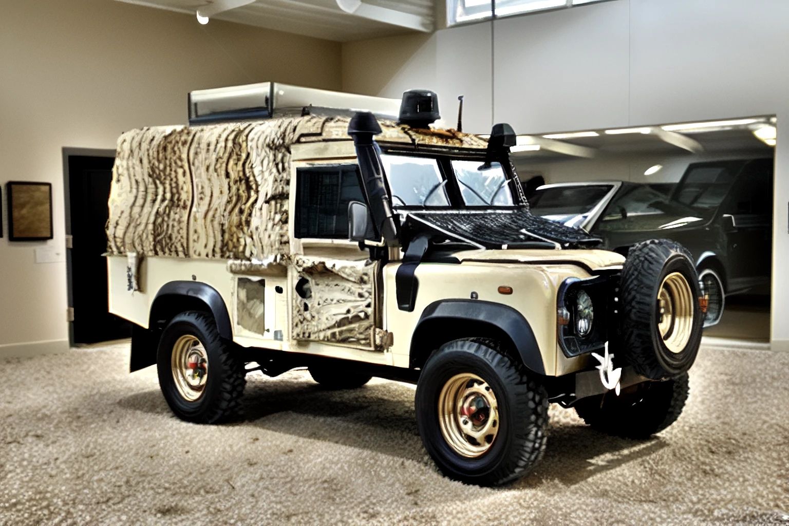 snatch, land rover, in a museum, inside, displays,