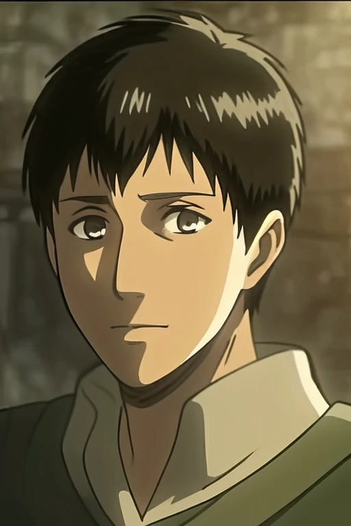 ((masterpiece)),(illustration),best quality,delicate details,refined rendering,Anime style,((Guido Daniele)),comic,((Japan Anime style)),((Menga style)),(((Toon style))),1boy,solo,Bertolt,male focus,handsome face,real skin texture,well-proportioned hands,good shape legs,black eyes,solid eyes,thick eyebrows,cinematic lighting,Soft illuminaotion,<lora:Bertolt_Lora V5:0.85>,shingeki no kyojin,attack on titan style,Light Blush,Kind Smile,<lora:LCM-SD1.5:1>,