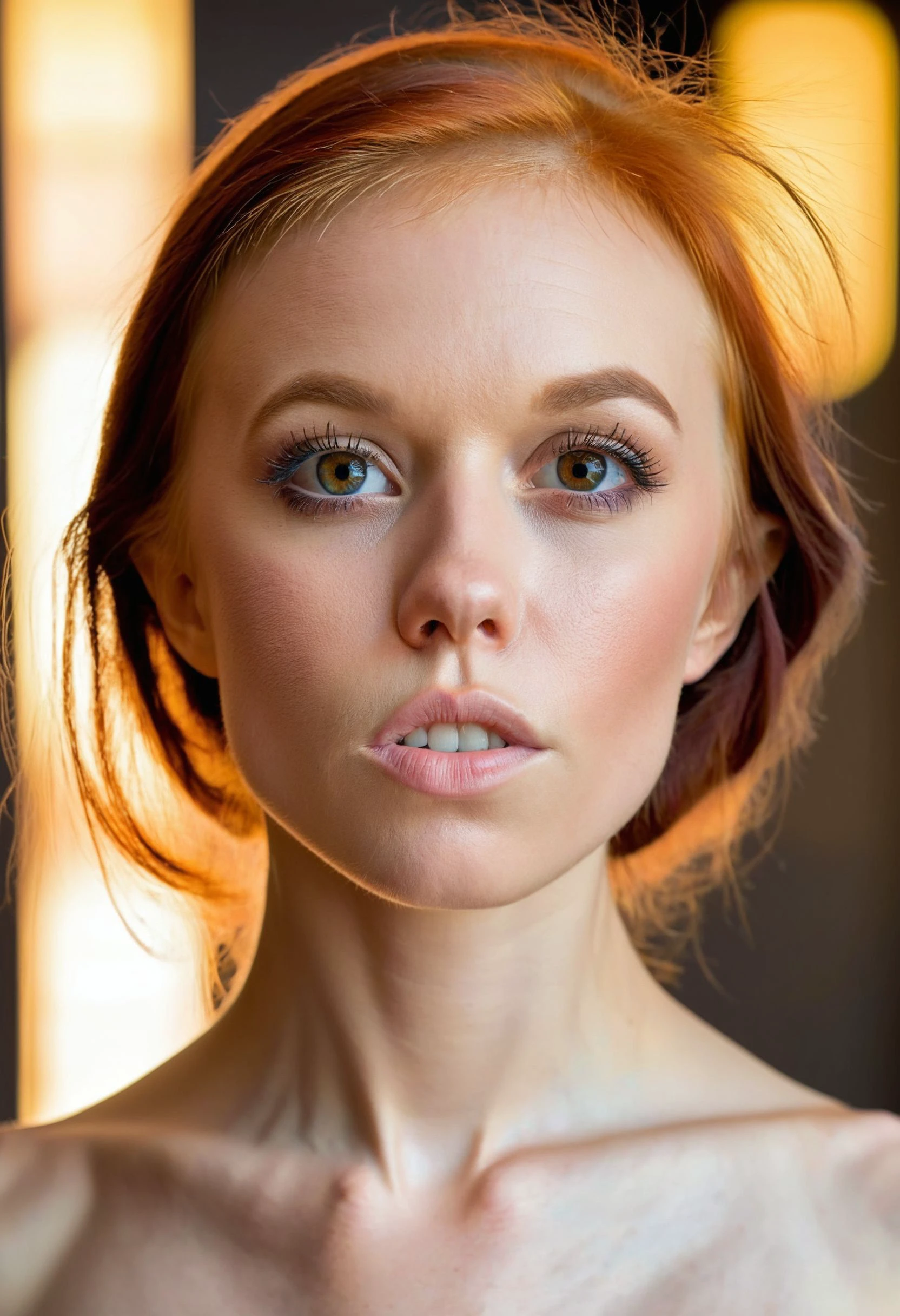 <lora:DollyLittle_SDXL_v1.2:1.25> 
symmetrical  headshot, honest, RAW, warm tones, ((ohwx woman)) hyper detailed, soft lighting, caustics, cinematic, shot on a Canon EOS 5D Mark IV       Canon EF 85mm f/1.8 USM F/2.8, 1/125s, ISO 100 in the style of Platon