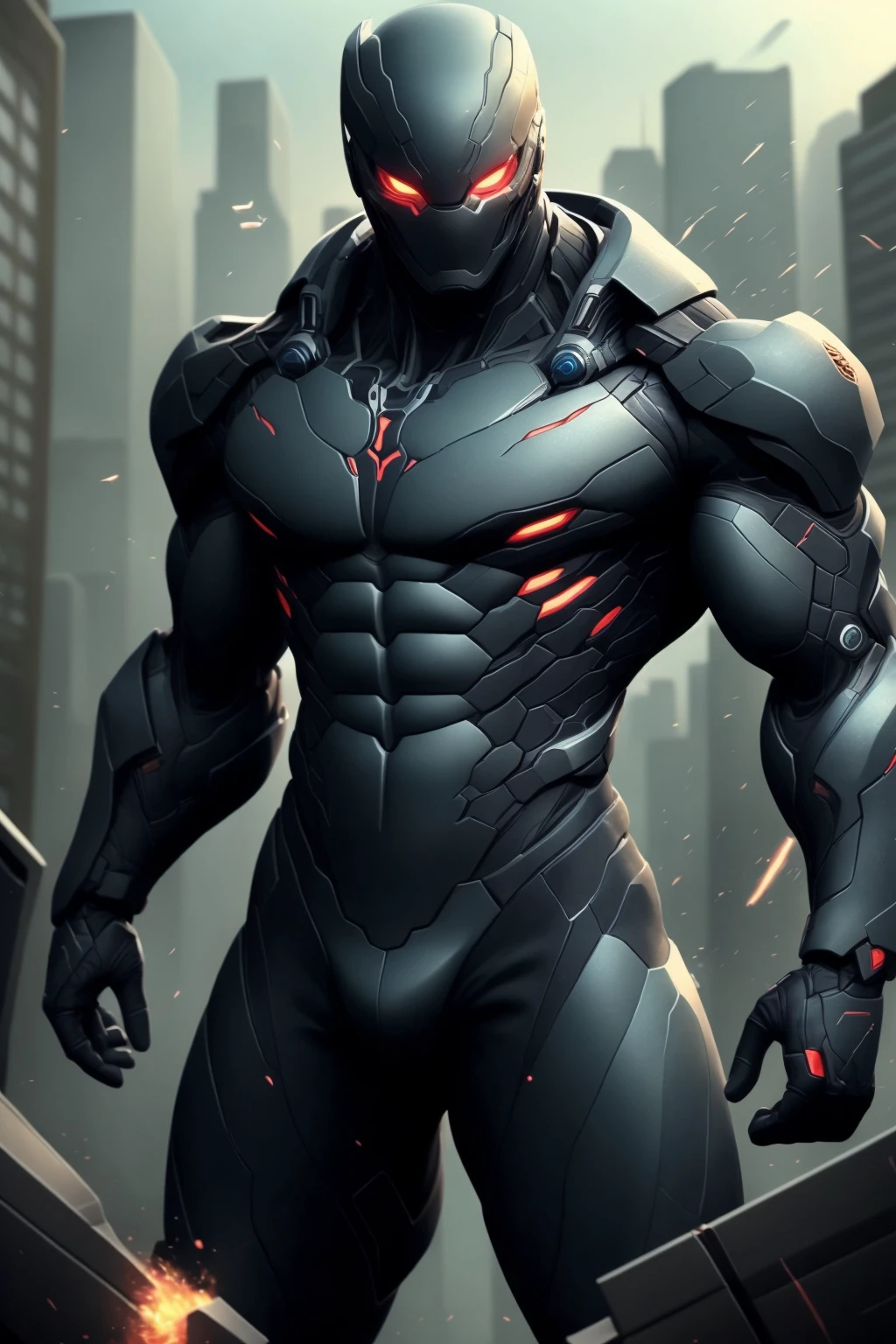 ninja, cyborg, building, city,<lora:armor_ninja:0.9>
