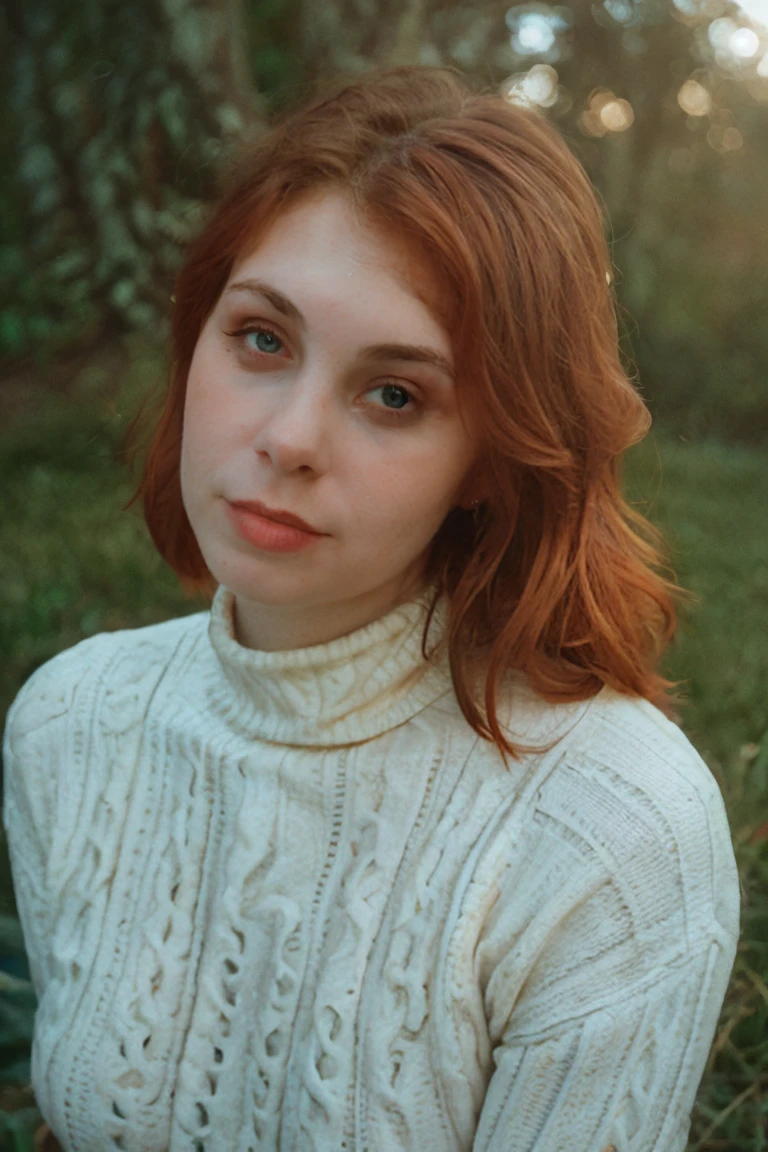 RAW, <lora:EvyDodl:0.85> Portrait of evydodl, 1girl, red hair, blue eyes, nature, outdoor, Spectacular light, ((Jacquard Turtleneck Jumper)), Colorful flowering, Photorealistic, Hyperrealistic, Hyperdetailed, analog style, detailed skin, matte skin, soft lighting, subsurface scattering, realistic, heavy shadow, masterpiece, best quality, ultra realistic, 8k, golden ratio, Intricate, High Detail, film photography, soft focus<lora:lcm-lora-sdv1-5:1.0><lora:lcm-lora-sdv1-5:1.0><lora:lcm-lora-sdv1-5:1.0>