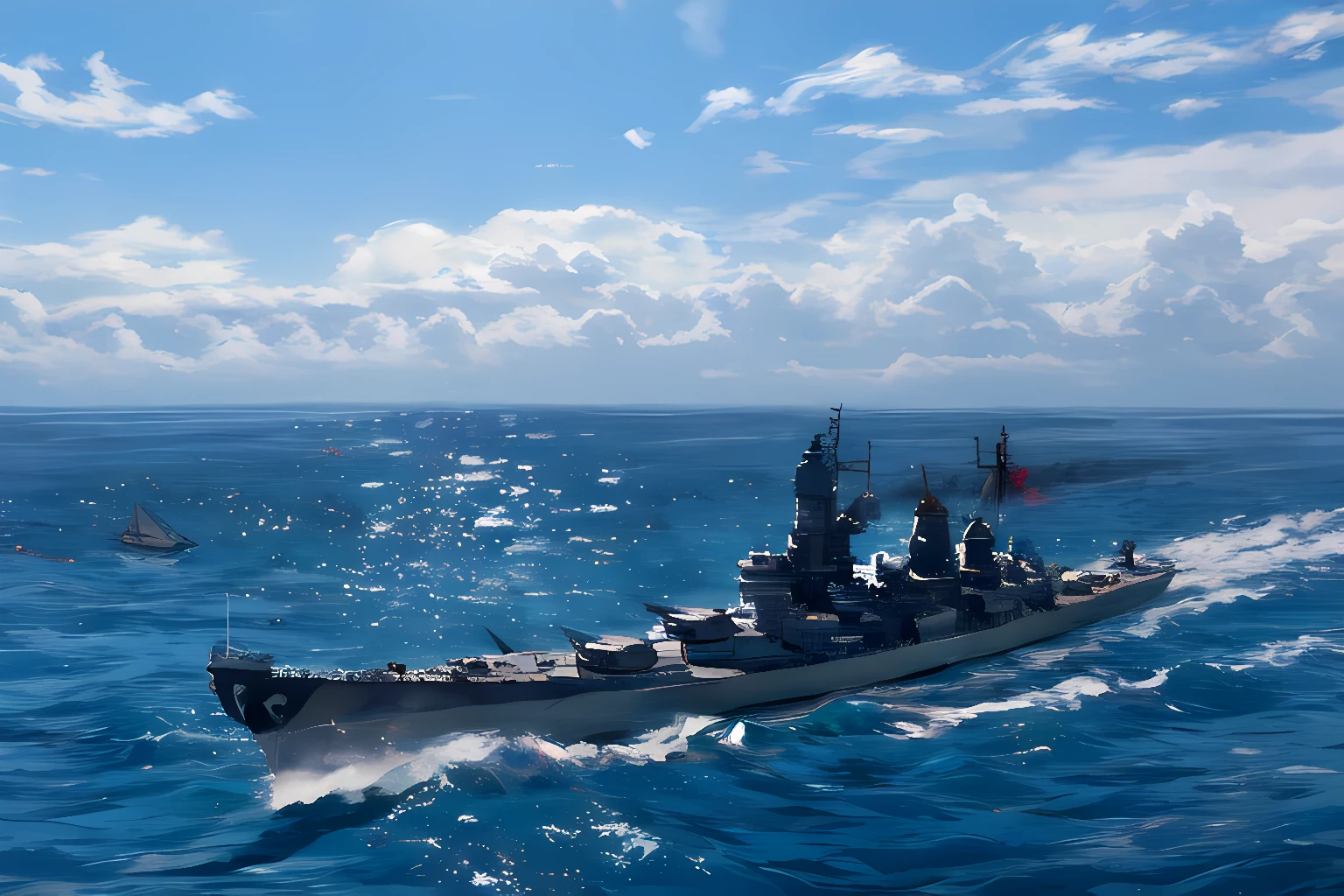 iowa, battleship, in a regatta, sailing boats,