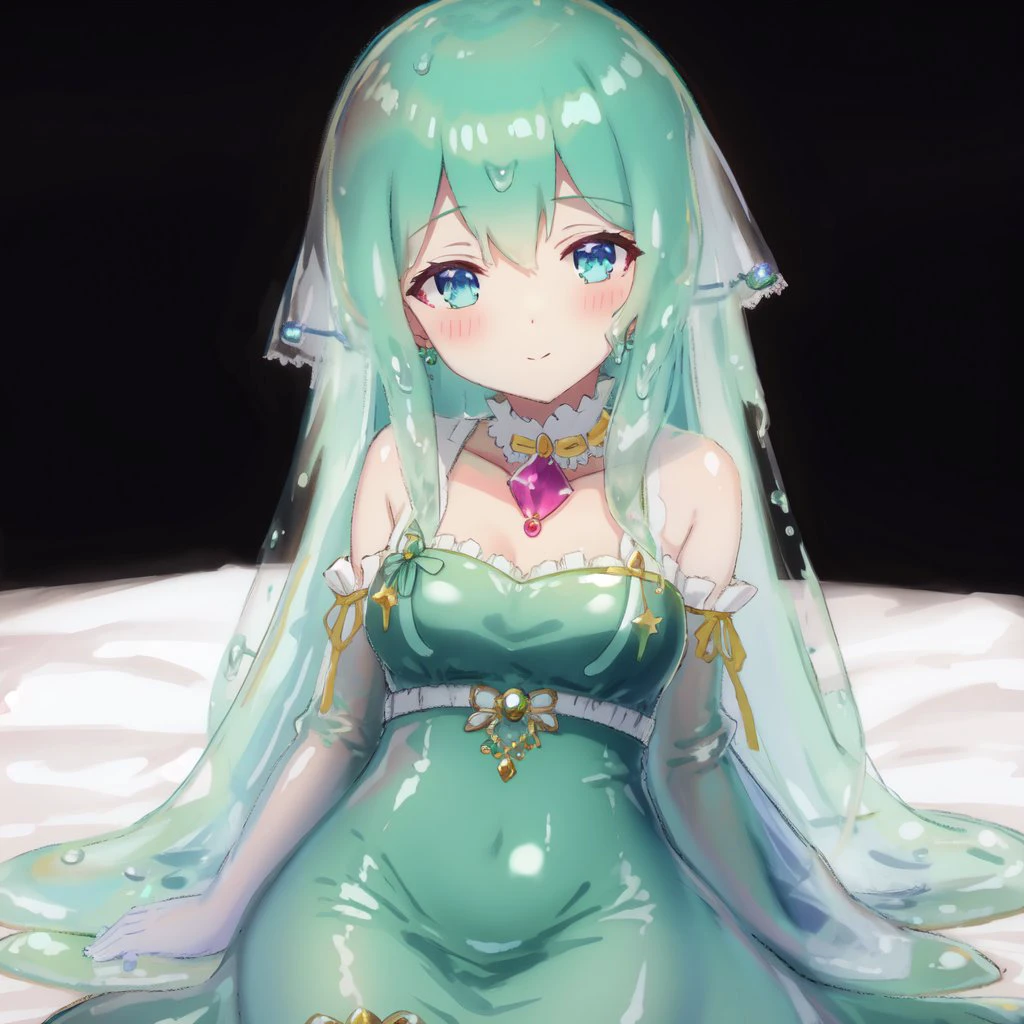 <lora:slimegirlV10:0.8> ,slime girl, dress