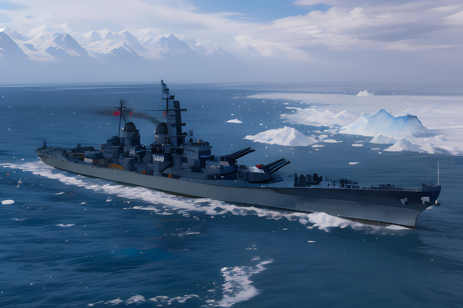 iowa, battleship, arctic ocean, freezing, ice, ice bergs, cold, snow,