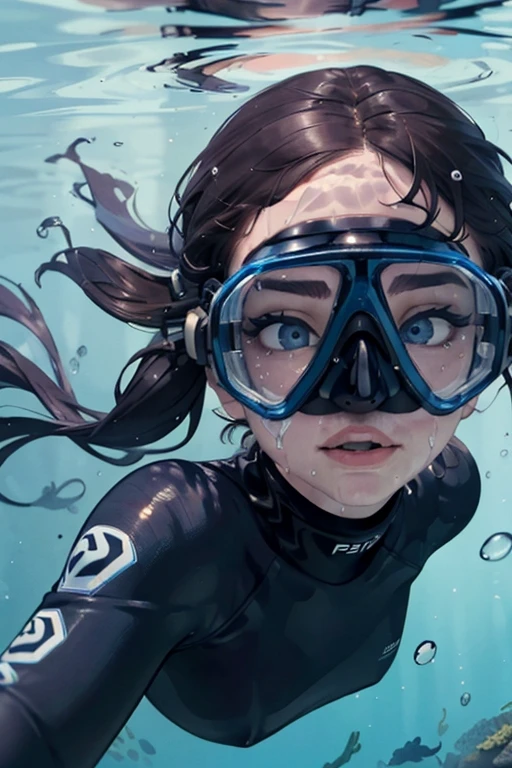 swimming,(insanely detailed, beautiful detailed face,beautiful detailed eyes, masterpiece, best quality),<lora:snorkel-HDv1:0.7>,snorkel,wearing snorkel, underwater,wetsuit