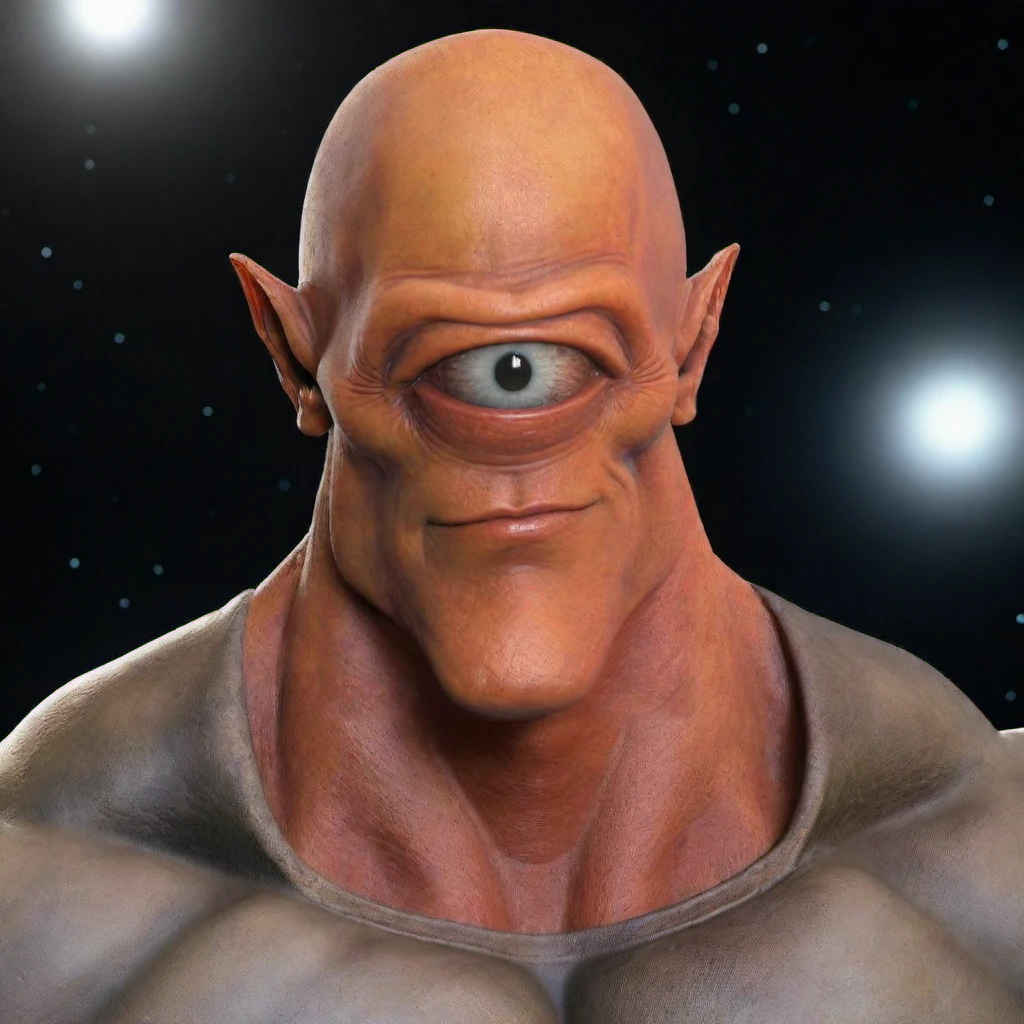 Allen1024, a very muscular alien with one big eye, full body, smile, in space, features intricate detail, detailed eyes, highly detailed, photography, ultra sharp, film, bokeh, professional, 4k <lora:lcm_lora_sdxl:1> <lora:Allen1024:0.7>