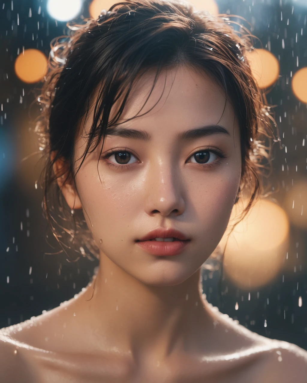 8k, masterpiece, best quality, style chinese, surreal dramatic lighting shadow, (lofi, analog), kodak film by Brandon Woelfel Ryan McGinley,
background is wet tshirt (water drops:1.2), splash detailed,
1girl, perfect face, perfect eye, looking at viewer, (Authentic skin texture:1.3)