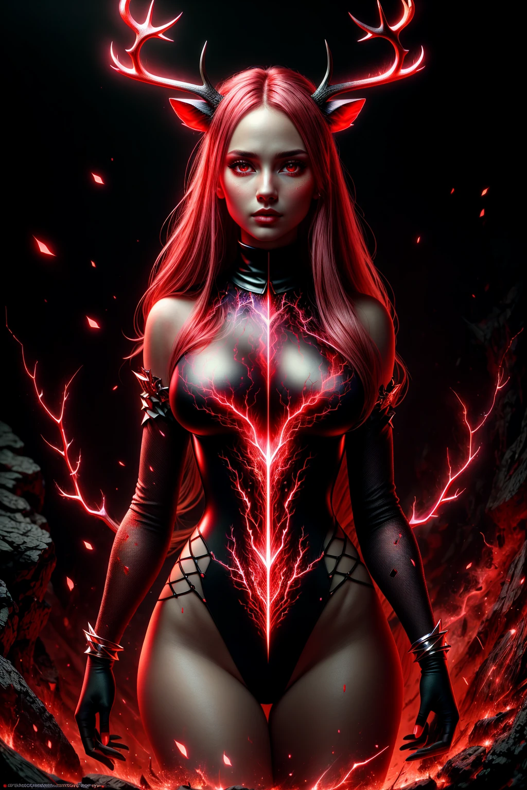 ((Masterpiece, best quality,edgQuality)),((full body)),standing, posing for a picture
edgrageaura, a woman wearing an turtleneck,red aura,wearing red light coating,deer antlers,red electricity
<lora:edgRageAura:0.8>
