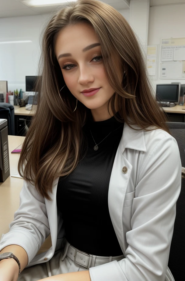 headshot, 1girl, beautiful, sitting at a desk, at a ((office)), BREAK
sequin suit coat, elegant blouse, slacks, BREAK
small breasts, makeup, long straight hair, pale skin, fair skin, white skin, BREAK
<lora:PerfectFullBreasts-fCV3.5:1.0>, <lora:more_details:0.8>, <lora:Queen:1>, <lora:GoodHands-vanilla:0.8>