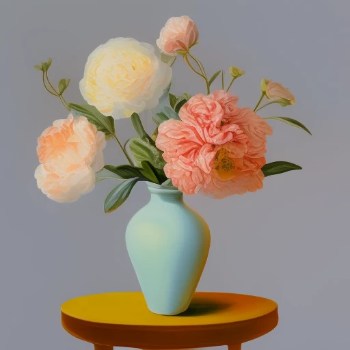 An oil painting of vase with flowers