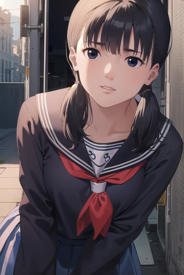 taekojima, <lora:tae kojima manga-lora-nochekaiser:1>,
tae kojima, bangs, twintails, black hair, (black eyes:1.5), low twintails,
BREAK serafuku, school uniform, shirt, blue shirt, blue sailor collar, long sleeves, skirt, blue skirt, neckerchief, red neckerchief,
BREAK outdoors, city, night, sky, starry sky, moon,
BREAK looking at viewer, (cowboy shot:1.5),
BREAK <lyco:GoodHands-beta2:1>, (masterpiece:1.2), best quality, high resolution, unity 8k wallpaper, (illustration:0.8), (beautiful detailed eyes:1.6), extremely detailed face, perfect lighting, extremely detailed CG, (perfect hands, perfect anatomy),