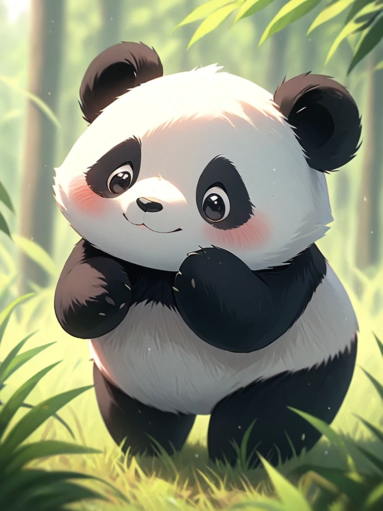 <lora:å¯ç±çç«:1>,cute,panda,no humans,solo,blurry,animal focus,smile,pokemon \(creature\),outdoors,