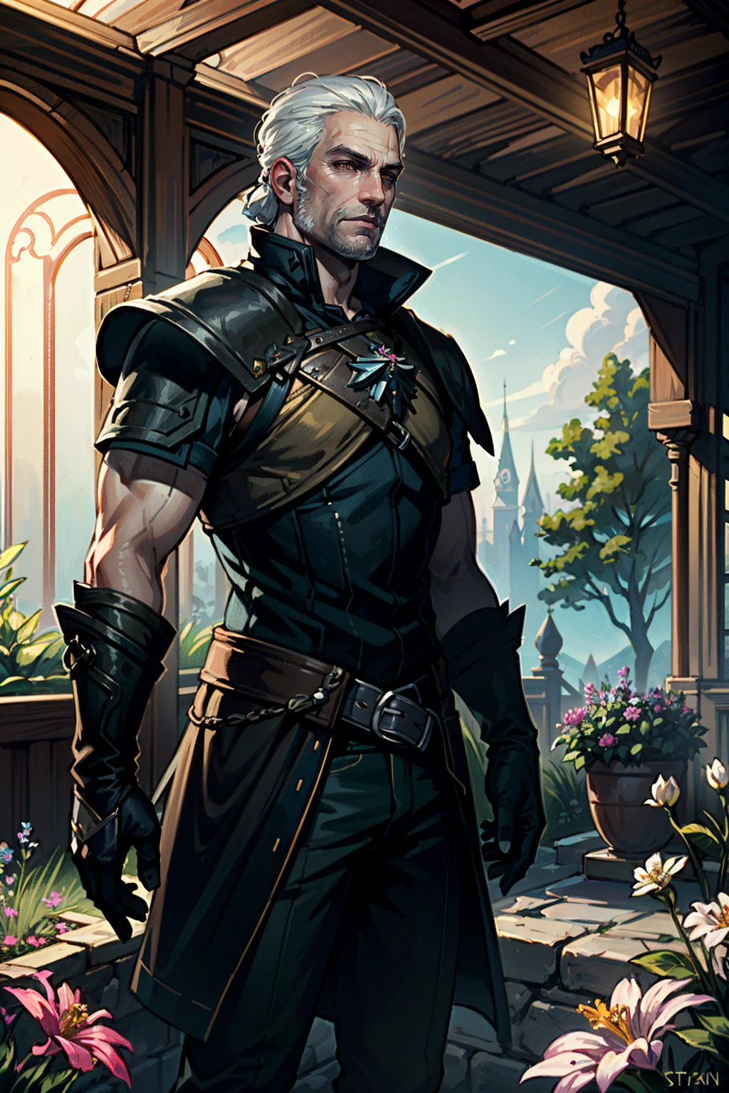 ((ultra detailed, masterpiece, best quality))
<lora:W3Geralt:0.8>
W3Geralt, 1boy, solo, white hair, Dreamy fairytale garden gazebo with flowing curtains and blooming flowers Pixar style, Tristan Eaton, Stanley Artgerm, Tom Bagshaw