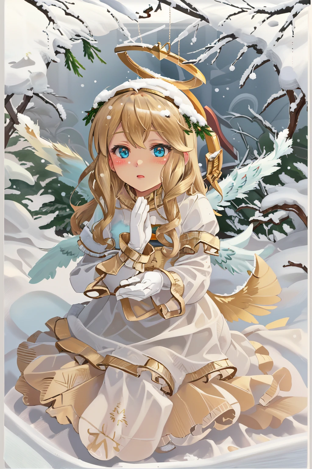 christkind, wings, snow, halo <lora:Christkind-000004:1>