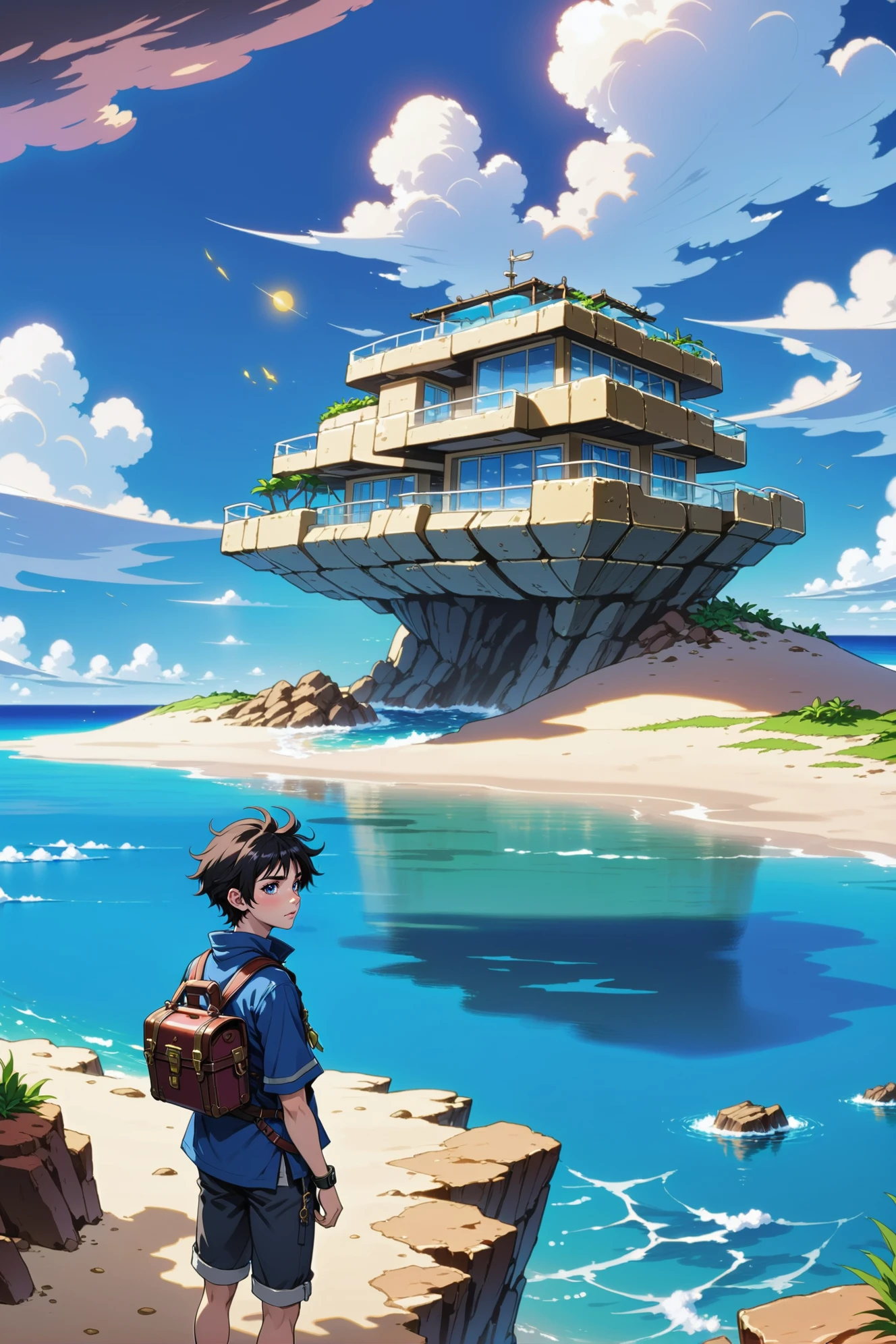 anime style, <lora:EnvyAridModernismXL01:1><lora:EnvySendNoodzXL01:0>1boy, man, ruggedly handsome, noon, blue sky, clouds, scenery, in a Lonely Buried Treasure Islands<lora:EnvyBetterHiresFixXL01:0:hr=1>