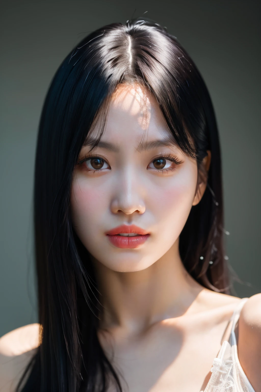 <lora:Twice Momo:1>, Momo, 1girl, solo, realistic, looking at viewer, photograph, photorealistic, beautiful and aesthetic, extremely detailed skin, extremely detailed hair, shadows, masterpiece, top quality, best quality, highres, ultra-high res, ultra-detailed, detailed lighting, high key lighting, vignetting,