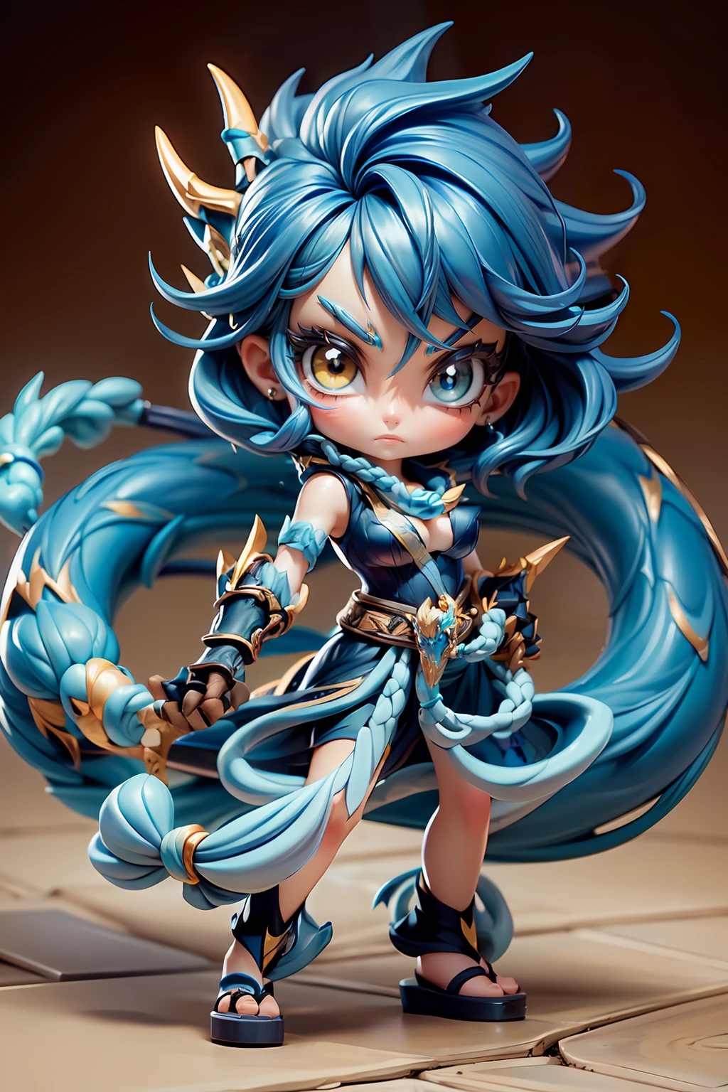 (masterpiece, best quality, official art), chibi, 1girl,  blue hair, (yellow eyes:1.2), fierce, ragnarok_df, wearing gloves, hands burning, (clenched hands:1.2),  <lora:ragnarok_online_df-07:1>, blue dragon behind her, blue flaming dragon, medium shot,  looking at viewer, (east asian architecture:1.1),  intricate details, dynamic colors,  <lora:add_detail:0.7>, cartoon rendering