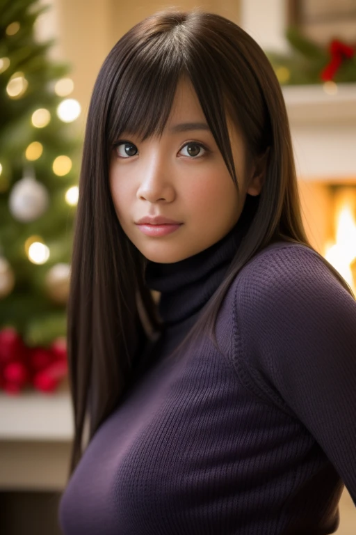 1girl,(wearing a turtleneck sweater),(winter jacket),(RAW photo, best quality), (realistic, photo-realistic:1.4), masterpiece, an extremely delicate and beautiful, extremely detailed, 2k wallpaper, Amazing, finely detail, extremely detailed CG unity 8k wallpaper, ultra-detailed, highres, soft light, beautiful detailed girl, extremely detailed eyes and face, beautiful detailed nose, beautiful detailed eyes,cinematic lighting,snow scenery,fireplace,(christmas tree,christmas decorations),perfect anatomy,
<lora:yutori_lora:0.8>,hair with bangs