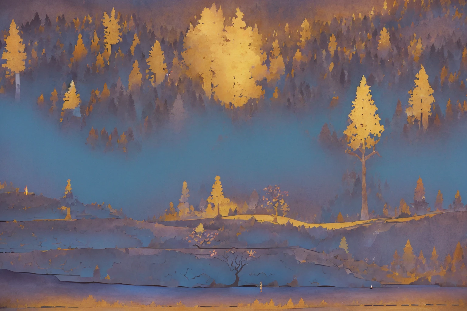masterpiece, ultra-detailed, best quality, illustration, 8k cg wallpaper, an extremely delicate and beautiful, stunning landscape, forest, trees, bushes, flowers, grass, intricately detailed items in background, <lora:Tengami:1>