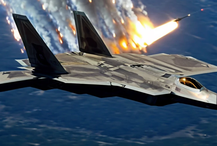 f22,f22 for real effects,analog gloomy aerial photo of a (F-22Raptor plane, <lora:r4pt0r:1>), ((nighttime)), (flying low through a city on fire), (explosions in the background), (tracer gunfire), High Detail, Sharp focus, (photorealism), realistic, best quality, 8k, award winning, dramatic lighting, epic, cinematic, masterpiece, rim light, (action movie), war, depth of field, dutch angle, motion blur, <lora:F22:1>