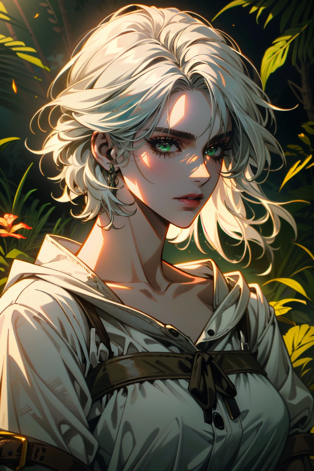 ((ultra detailed, masterpiece, best quality))
<lora:W3Ciri:0.8>
W3Ciri, 1girl, solo, white hair, green eyes, scar on face, in lush jungle with flowers