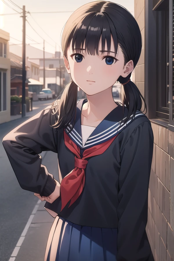 taekojima, <lora:tae kojima manga-lora-nochekaiser:1>,
tae kojima, bangs, twintails, black hair, (black eyes:1.5), low twintails,
BREAK serafuku, school uniform, shirt, blue shirt, blue sailor collar, long sleeves, skirt, blue skirt, neckerchief, red neckerchief,
BREAK outdoors, city, night, sky, starry sky, moon,
BREAK looking at viewer, (cowboy shot:1.5),
BREAK <lyco:GoodHands-beta2:1>, (masterpiece:1.2), best quality, high resolution, unity 8k wallpaper, (illustration:0.8), (beautiful detailed eyes:1.6), extremely detailed face, perfect lighting, extremely detailed CG, (perfect hands, perfect anatomy),