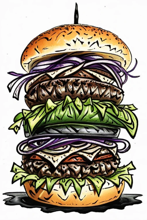 pen and ink illustration of a Double Burger by cooking show    
<lora:Baking_Illustration:1>
<lora:Baking_Illustration:1>