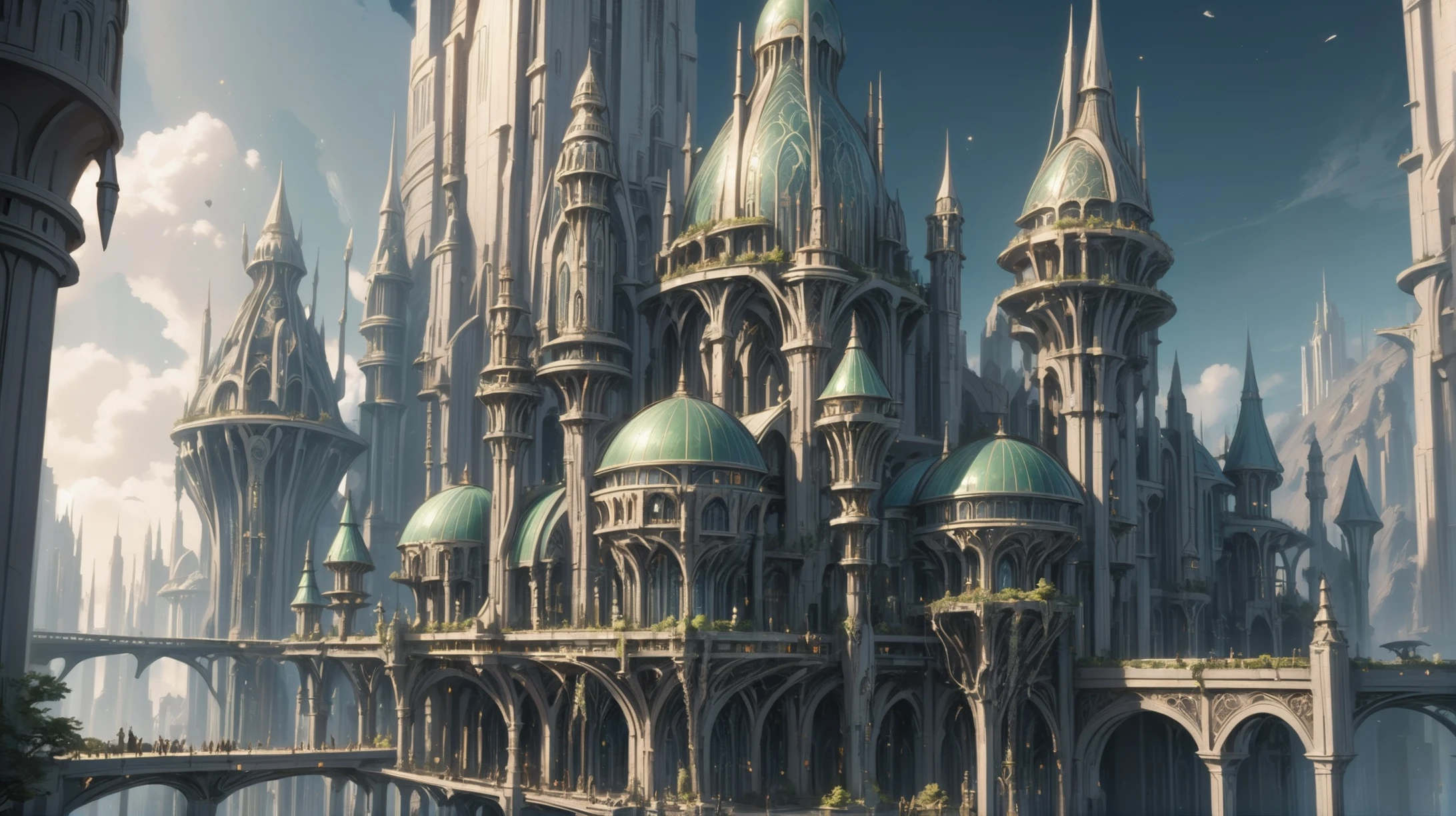 <lora:EnvyElvishArchitectureXL01:0.75> elvish architecture, steampunk, scifi, Empyrean,solemn fantasy megacity at the beginning of reality<lora:EnvyBetterHiresFixXL01:0:hr=1>