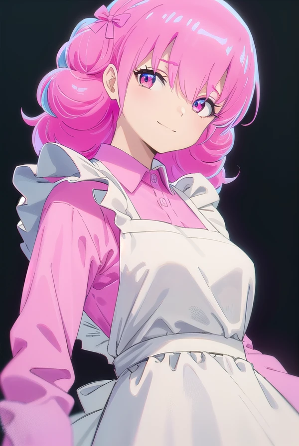 uruseiyatsuraran, <lora:urusei yatsura ran s1-lora-nochekaiser:1>,
ran, long hair, bangs, pink hair, bow, hair bow, red bow, (pink eyes:1.5), smile,
BREAK long sleeves, apron, (white apron:1.5), shirt, (pink shirt:1.5), frills, long sleeves,
BREAK outdoors,
BREAK looking at viewer, (cowboy shot:1.5),
BREAK <lyco:GoodHands-beta2:1>, (masterpiece:1.2), best quality, high resolution, unity 8k wallpaper, (illustration:0.8), (beautiful detailed eyes:1.6), extremely detailed face, perfect lighting, extremely detailed CG, (perfect hands, perfect anatomy),