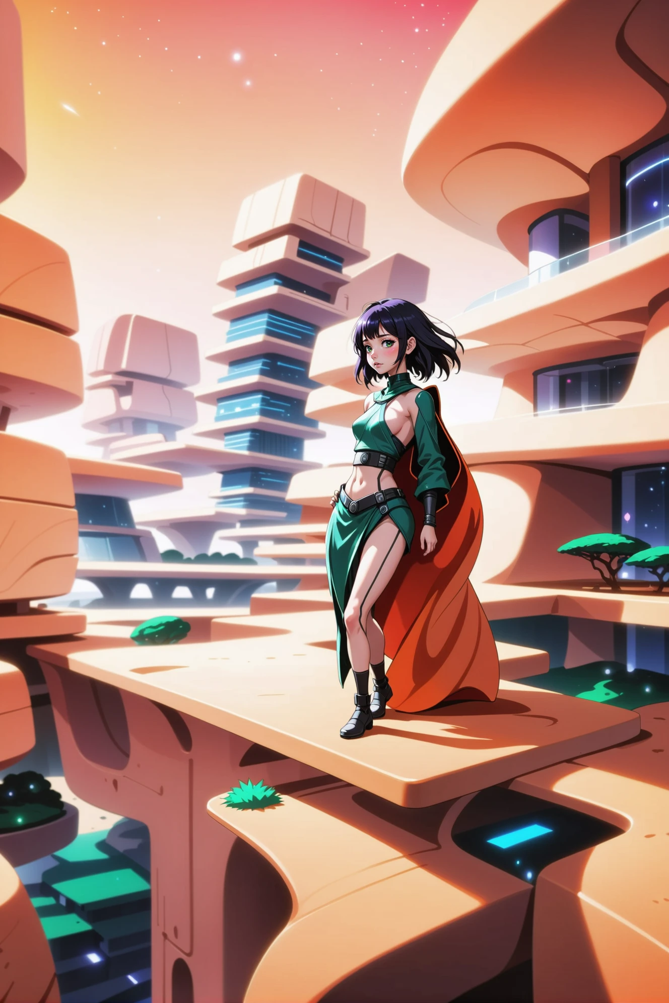 anime style, <lora:EnvyAridModernismXL01:1.5><lora:EnvySendNoodzXL01:0>1girl, woman, beautiful, cheerful,indescribable scifi city beyond the end of the multiverse<lora:EnvyBetterHiresFixXL01:0:hr=1>