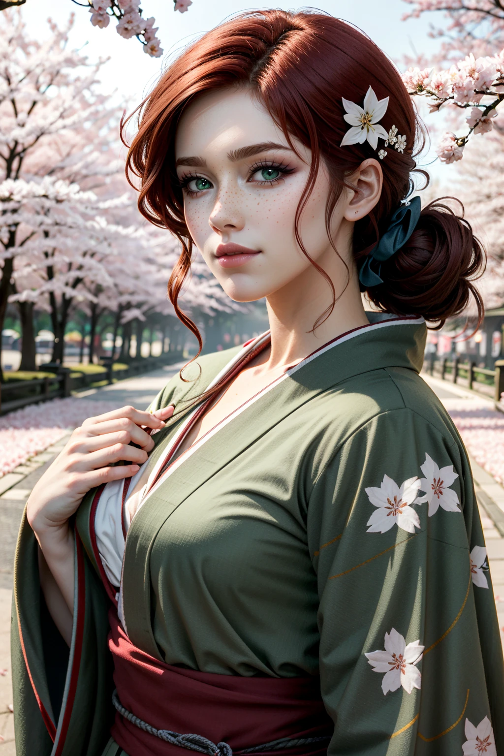 ((ultra detailed, masterpiece, best quality))
<lora:WTriss:0.8>
WTriss, 1girl, solo, red hair, freckles, green eyes, yukata, japan, cherry blossoms, hair ornament