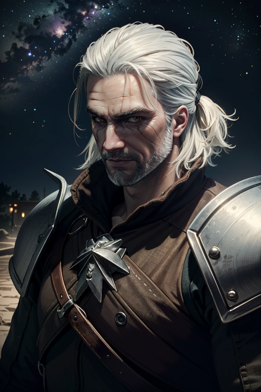 ((ultra detailed, masterpiece, best quality))
<lora:W3Geralt:0.8>
W3Geralt, 1boy, solo, white hair, A dreamy, starlit night sky backdrop diffuse lighting, fantasy, intricate, elegant, highly detailed, lifelike, photorealistic, digital painting, artstation