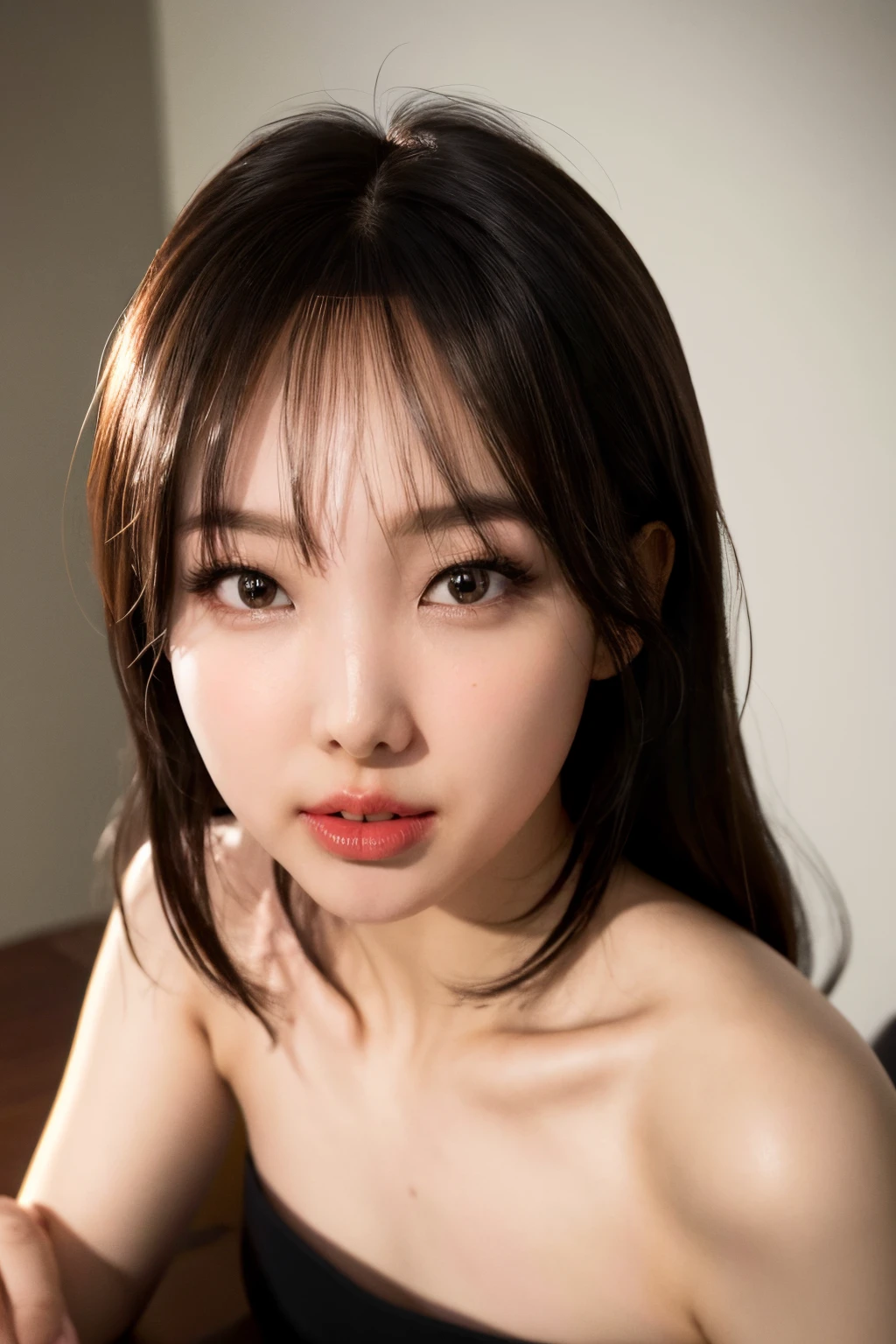 <lora:Twice Nayeon:1>, Nayeon, 1girl, solo, realistic, looking at viewer, photograph, photorealistic, beautiful and aesthetic, extremely detailed skin, extremely detailed hair, shadows, masterpiece, top quality, best quality, highres, ultra-high res, ultra-detailed, detailed lighting, high key lighting, vignetting,