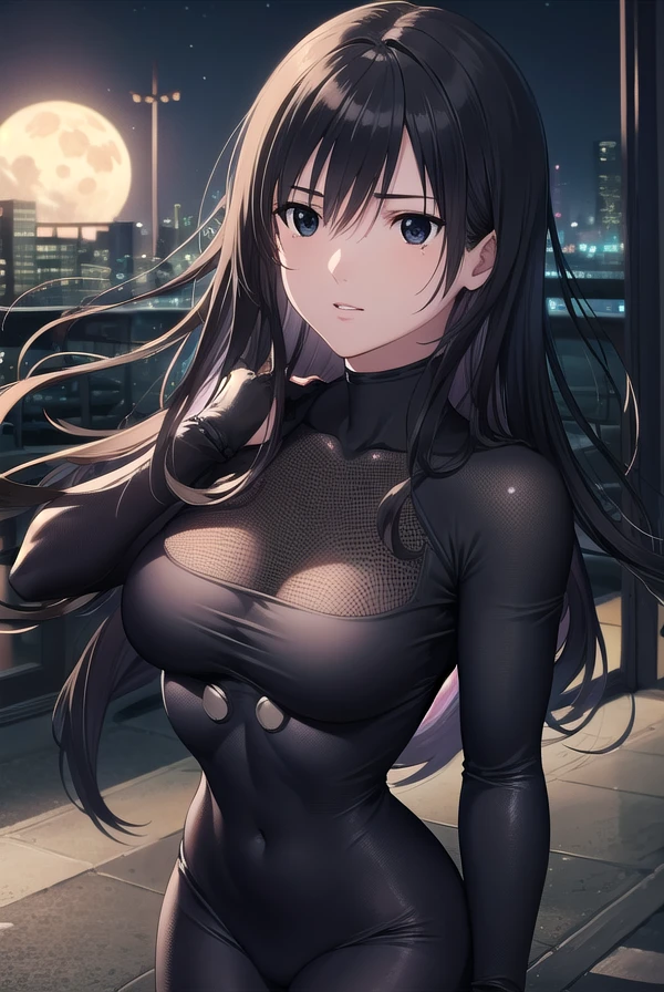 reikashimohira, <lora:reika shimohira manga-lora-nochekaiser:1>,
reika shimohira, long hair, black hair, (black eyes:1.5),
BREAK bodysuit, black bodysuit,
BREAK outdoors, city, night, sky, starry sky, moon,
BREAK looking at viewer, (cowboy shot:1.5),
BREAK <lyco:GoodHands-beta2:1>, (masterpiece:1.2), best quality, high resolution, unity 8k wallpaper, (illustration:0.8), (beautiful detailed eyes:1.6), extremely detailed face, perfect lighting, extremely detailed CG, (perfect hands, perfect anatomy),