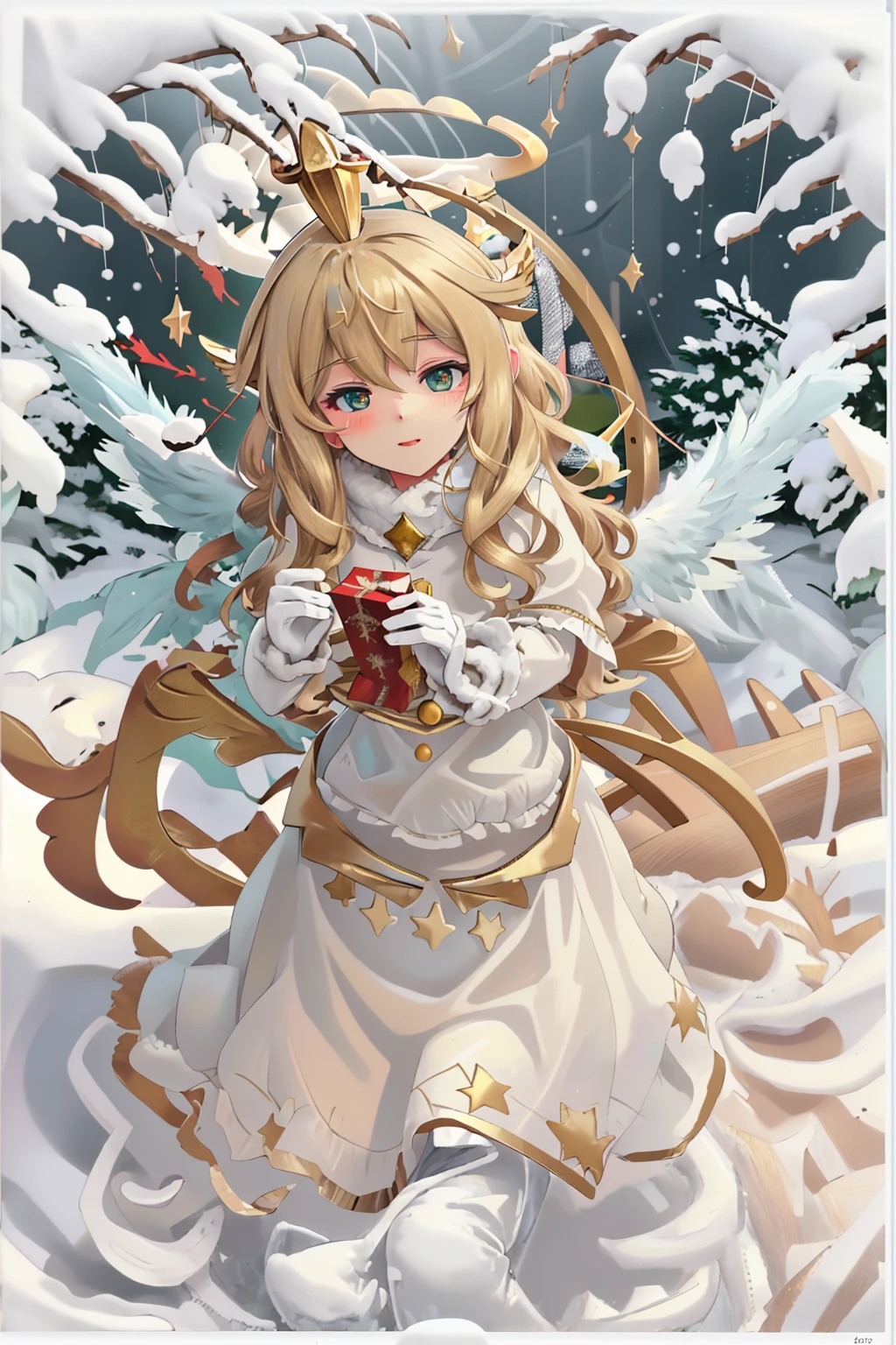 christkind, wings, snow, halo <lora:Christkind-000004:1>