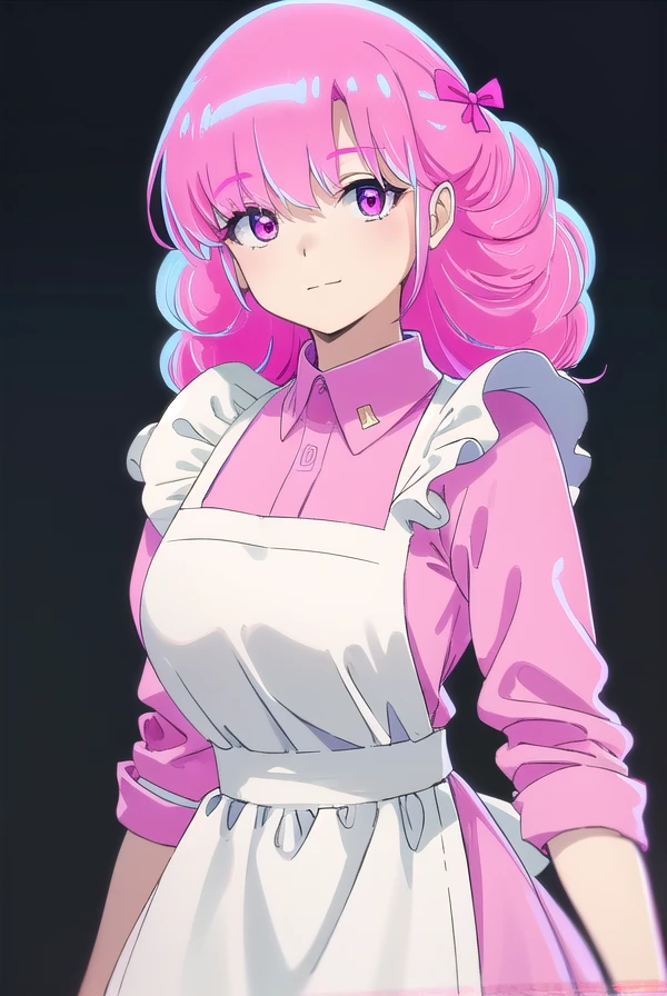 uruseiyatsuraran, <lora:urusei yatsura ran s1-lora-nochekaiser:1>,
ran, long hair, bangs, pink hair, bow, hair bow, red bow, (pink eyes:1.5), smile,
BREAK long sleeves, apron, (white apron:1.5), shirt, (pink shirt:1.5), frills, long sleeves,
BREAK outdoors,
BREAK looking at viewer, (cowboy shot:1.5),
BREAK <lyco:GoodHands-beta2:1>, (masterpiece:1.2), best quality, high resolution, unity 8k wallpaper, (illustration:0.8), (beautiful detailed eyes:1.6), extremely detailed face, perfect lighting, extremely detailed CG, (perfect hands, perfect anatomy),
