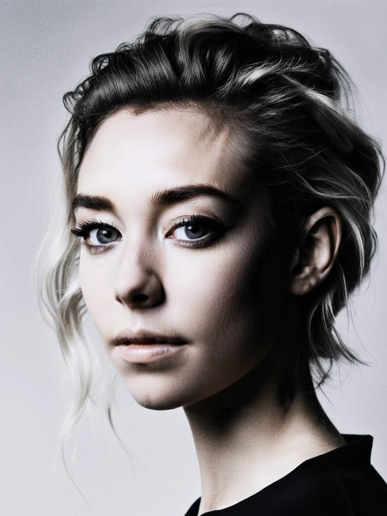 Vanessa Kirby instagram selfie <lora:Vanessa Kirby-000003:0.9> Silhouette style, High contrast, minimalistic, black and white, stark, dramatic,, (dark but beautiful:1.4), (masterpiece, best quality:1.4) , in the style of nicola samori