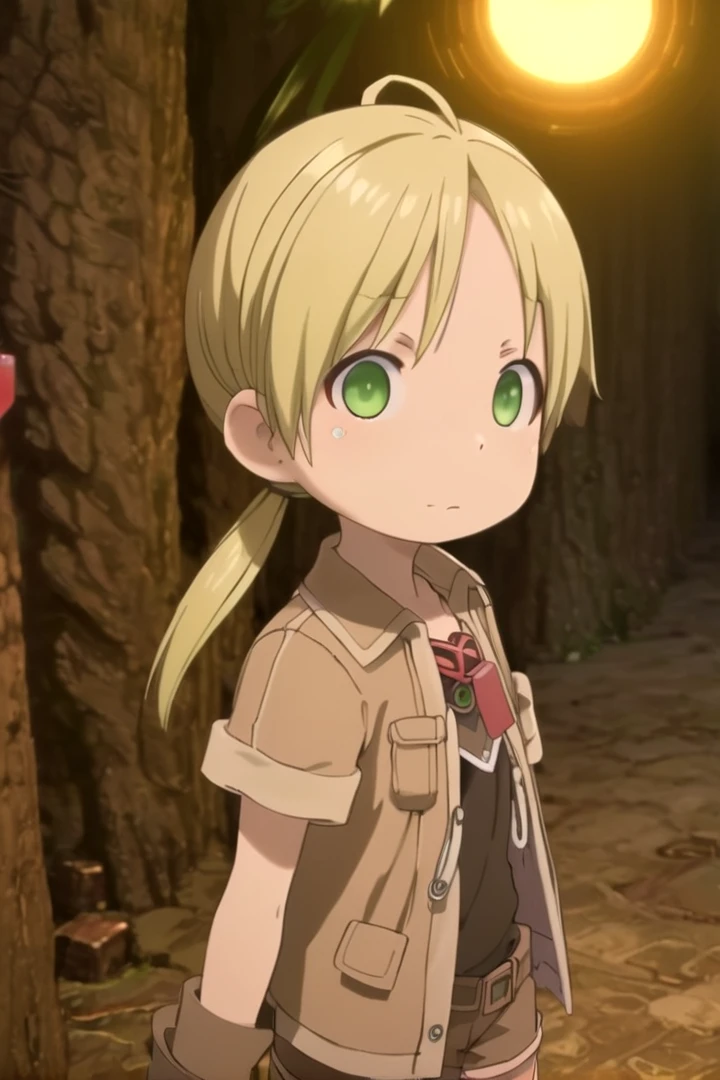 <lora:rikosdxl-000026:0.7>
1girl, riko,
she has blonde hair.
Her eyes are green with, twintails
black shirt,
she is wearing a brown short-sleeved jacket,
(red whistle:1.2) as a pendant,
draw it in the style of made in abyss,
The soft lighting and detailed surroundings create an immersive environment where imagination runs wild
high quality visuals, dim Lighting, sharply focused, octane render, 8k UHD