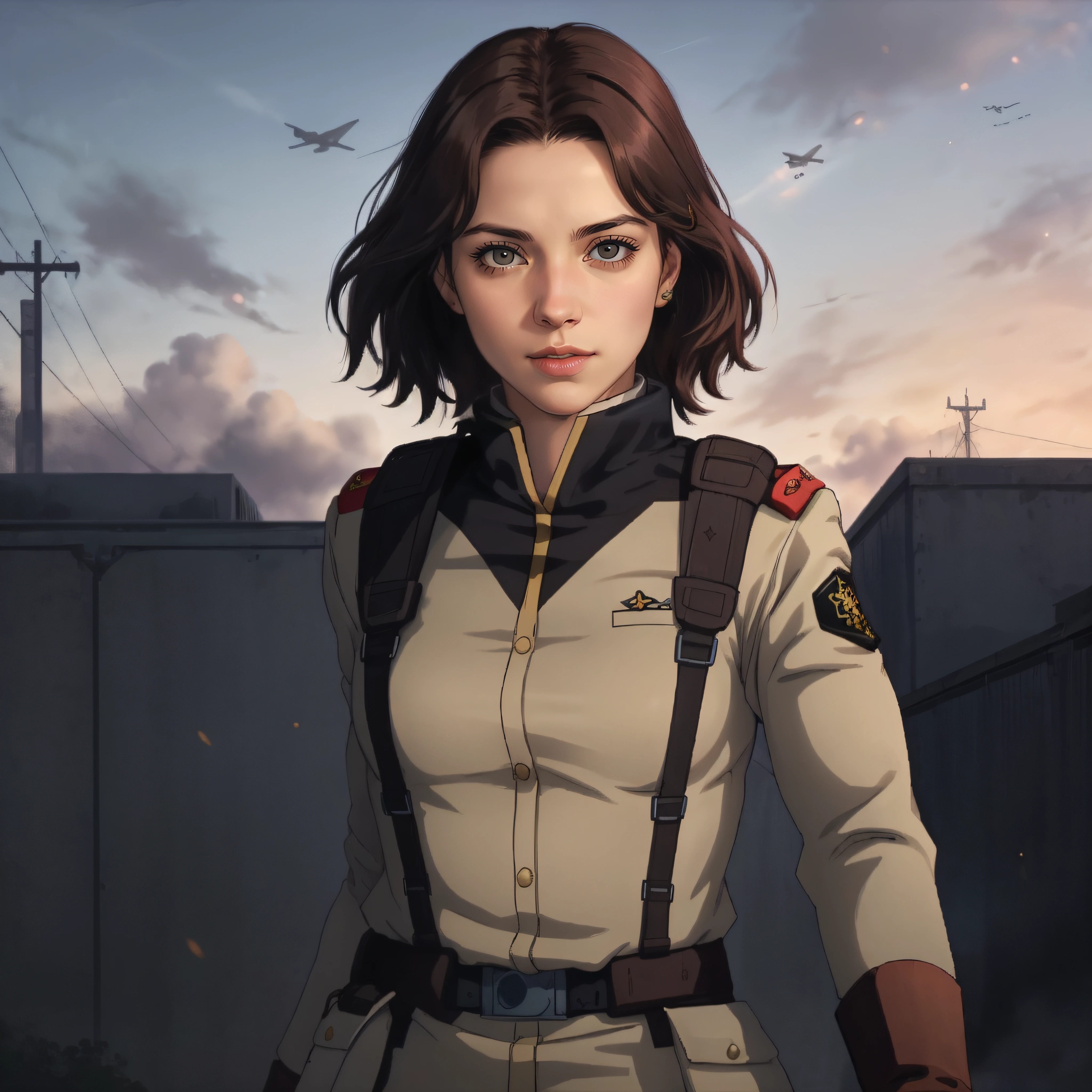 photorealistic, cinematic, <lora:eff soldier:0.8>, eff soldier, uniform, woman