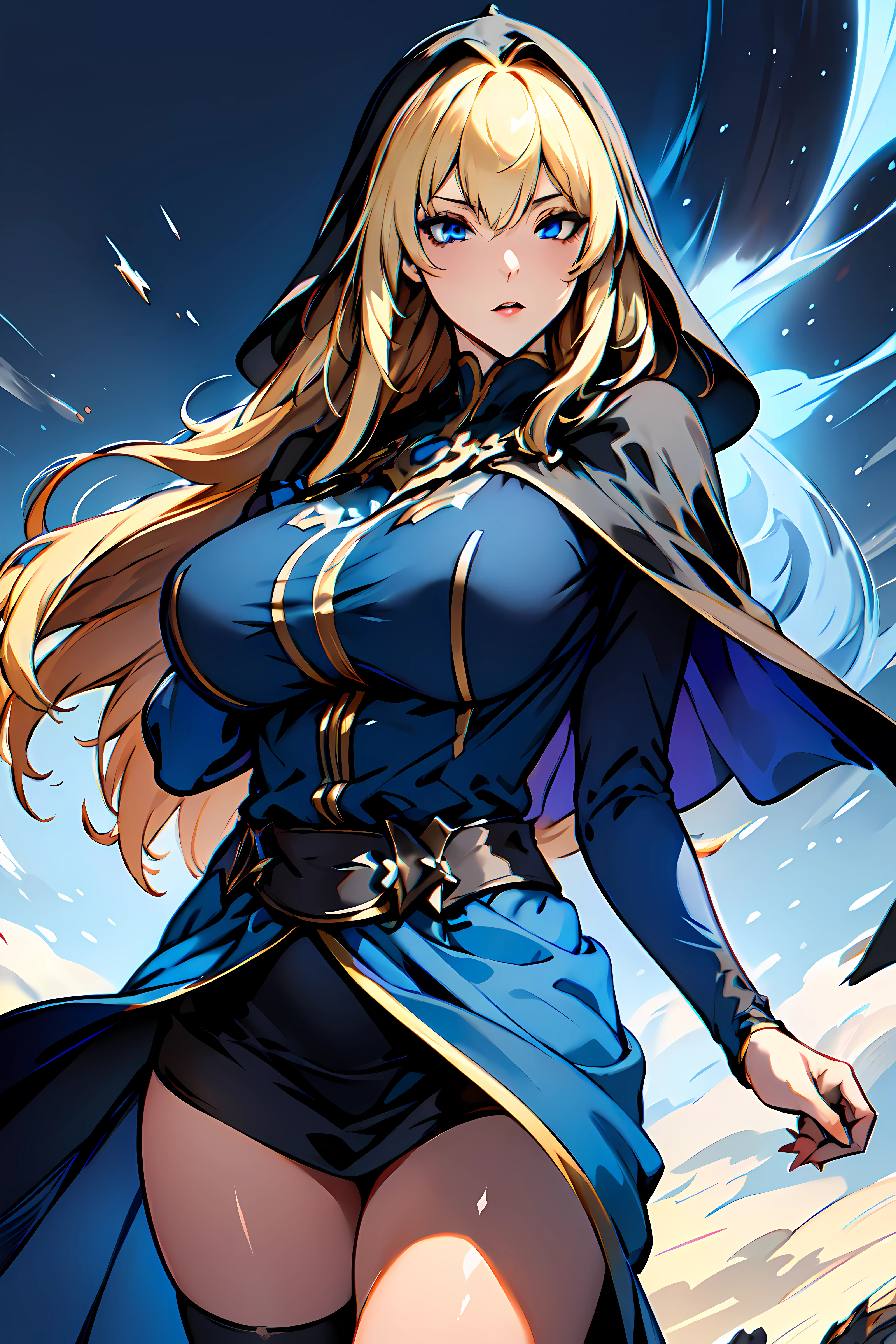 masterpiece,best quality, unreal engine, ultra res, extremely detailed,
1girl<lora:mugen_schlussel_v1:0.8>
mugenschlussel,veil , blue dress, black capelet,pencil skirt, black panty,
magic cast, wind magic,
<lora:hews style by goofy ai:0.4> <lora:cutesexyrobutts_v2:0.1>
<lora:puuzaki-puuna-lora-v1:0.> <lora:anmnr01:0.2>
<lora:Round_Breasts_V7:0.4>ROUND BREASTS, LARGE BREASTS