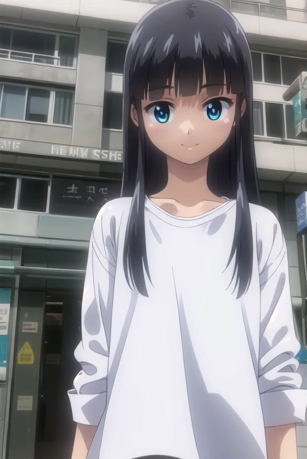 bokunococo, <lora:boku no coco ova-lora-nochekaiser:1>,
coco, long hair, blue eyes, black hair, bangs, blunt bangs, sidelocks, smile,
BREAK shirt, (white shirt:1.5), pants,
BREAK outdoors,
BREAK looking at viewer, (cowboy shot:1.5),
BREAK <lyco:GoodHands-beta2:1>, (masterpiece:1.2), best quality, high resolution, unity 8k wallpaper, (illustration:0.8), (beautiful detailed eyes:1.6), extremely detailed face, perfect lighting, extremely detailed CG, (perfect hands, perfect anatomy),