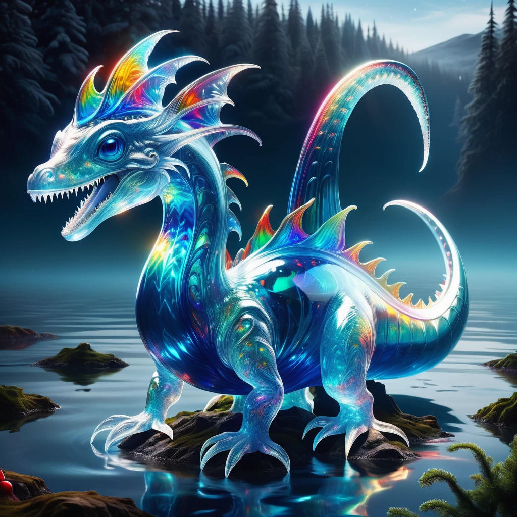 hyper detailed masterpiece, dynamic, awesome quality,DonMSp3ctr4lXL,transluscent christmas elf, cute blue cryptid iconic elusive plesiosaur like creature, loch ness, large long necked aquatic being, extreme temperatures,dismal,deep blue,virtual,leaching,emergency services,creative solutions <lora:DonMSp3ctr4lXL:1>