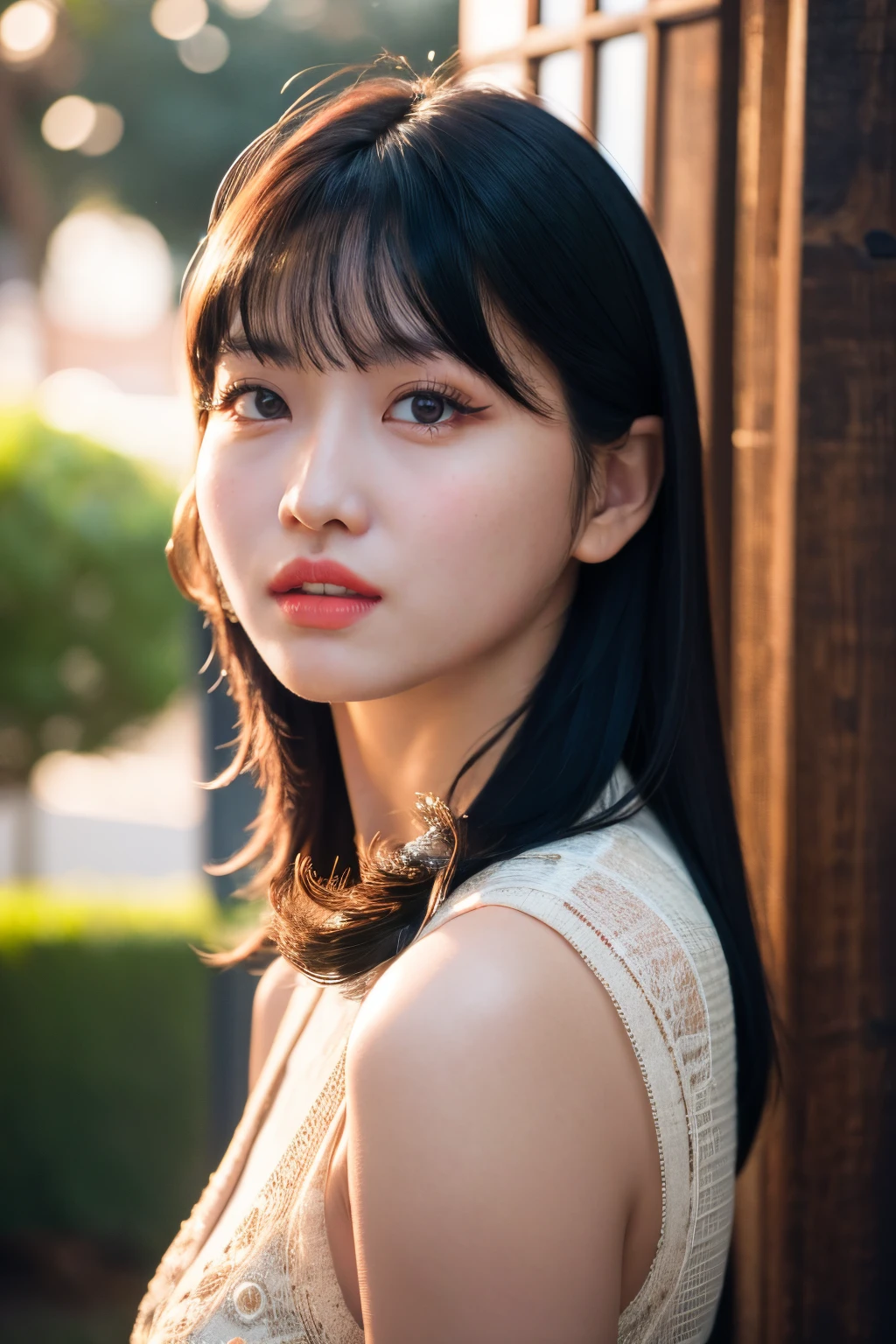 <lora:Twice Momo:1>, Momo, 1girl, solo, realistic, looking at viewer, photograph, photorealistic, beautiful and aesthetic, extremely detailed skin, extremely detailed hair, shadows, masterpiece, top quality, best quality, highres, ultra-high res, ultra-detailed, detailed lighting, high key lighting, vignetting,