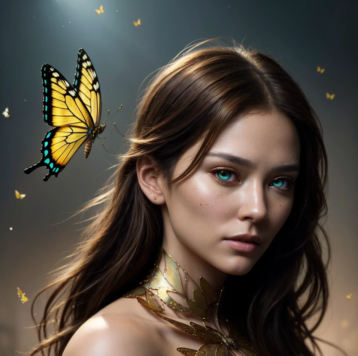 photo, 8k portrait of beautiful cyborg with brown hair, intricate, elegant, highly detailed, majestic, digital photography, art by artgerm and ruan jia and greg rutkowski surreal painting gold butterfly filigree, broken glass, (masterpiece, side lighting, finely detailed beautiful eyes: 1.2), hdr, realistic, high definition<lora:ornate:1.99>