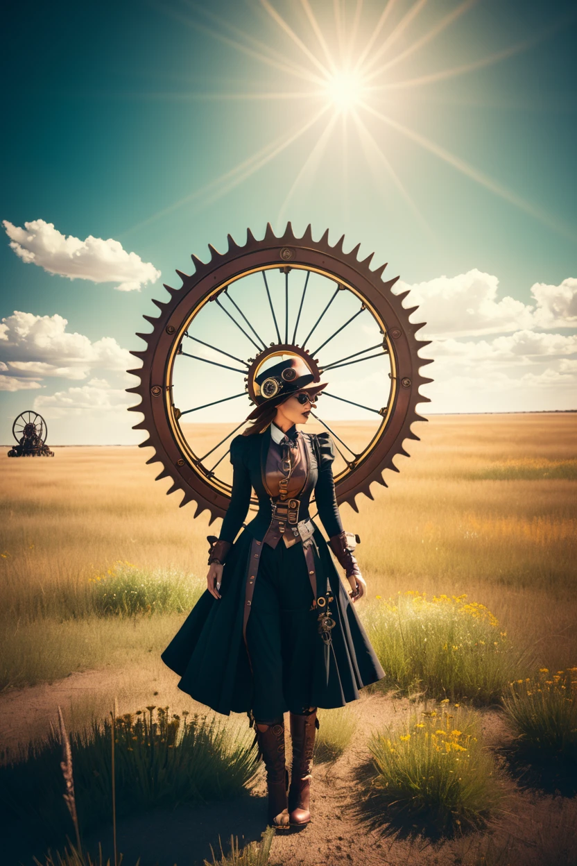 photograph, cinematic color grading, radial, steampunk, fantasy, Prairie<lora:EnvyBetterHiresFixXL01:0:hr=1><lora:EnvyRadialXL01:1>