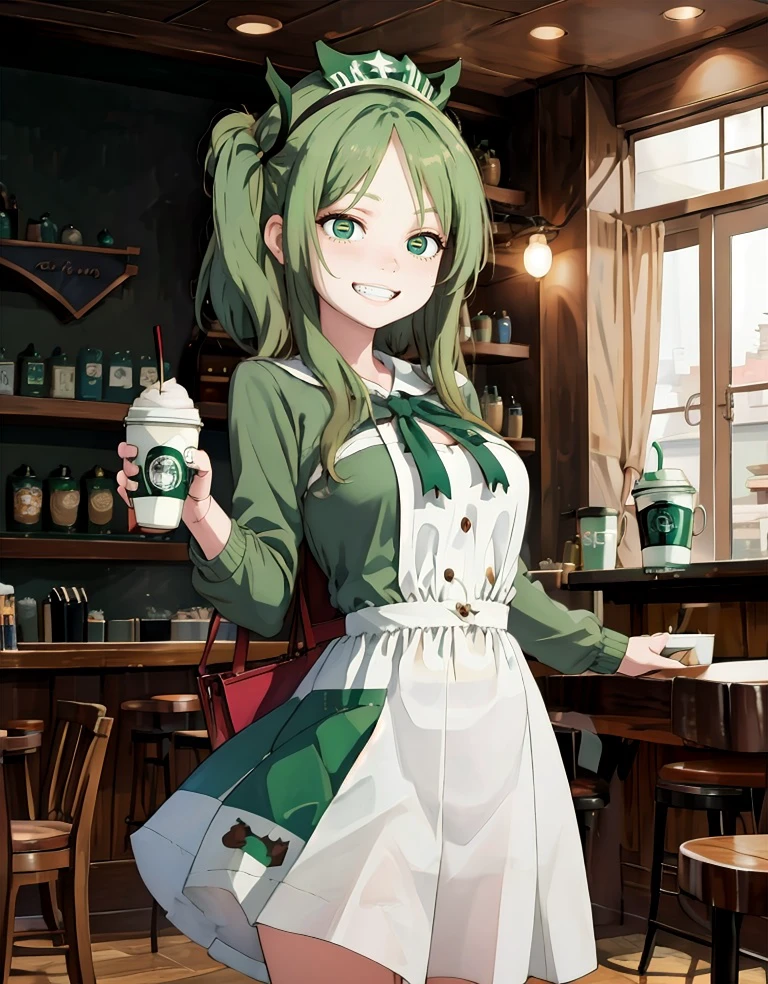 masterpiece, best quality, highres, cowboy shot, frog girl,
large eyes, (horizontal pupils:1.1), grin, starbucks
<lora:concept_horizontal_pupils-v2:1.0>