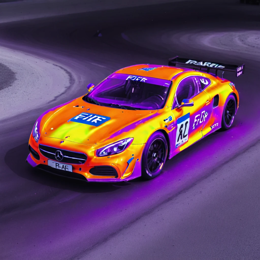 thermal image, race car <lora:KK__Thermal_Images_SDXL:1>