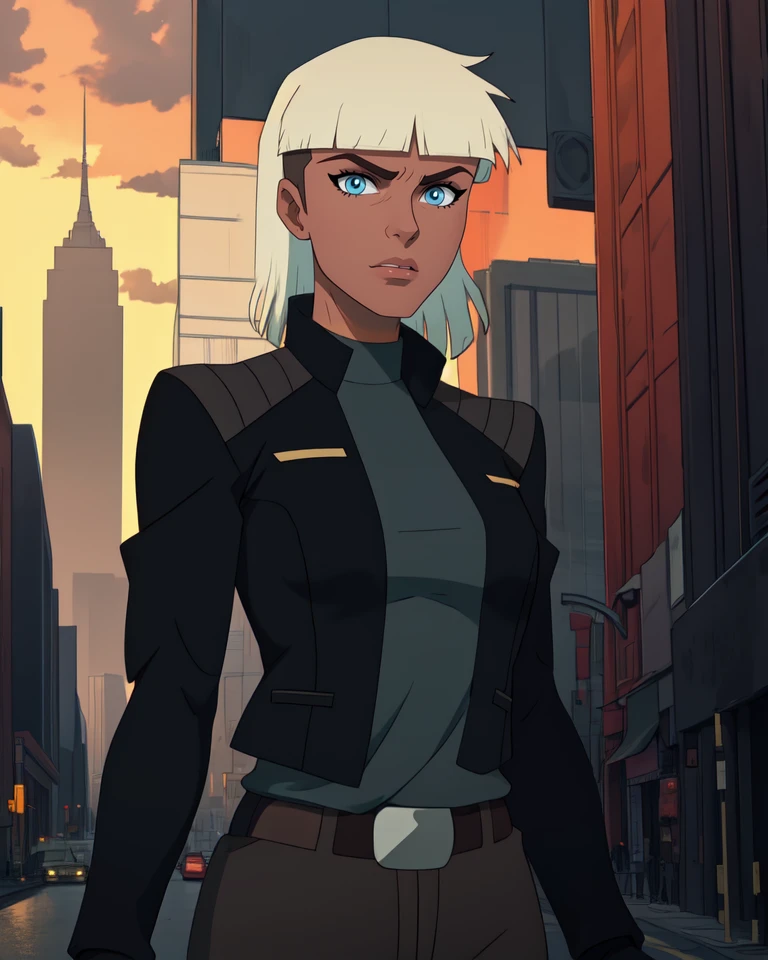 leslie,bangs,two-tone hair,undercut,blue eyes,
gloves,shirt,black jacket,belt,
standing,upper body,serious,
metropolis,morning,
(insanely detailed, beautiful detailed face,beautiful detailed eyes, masterpiece, best quality),<lora:LivewireMAS:0.8>,