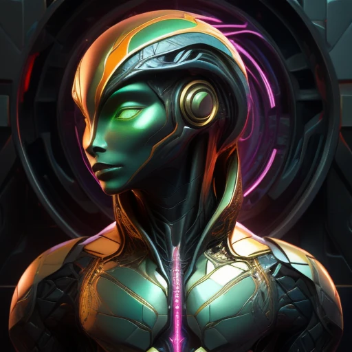 android,biomorphic,<lora:artfullyandroidmix:0.51>,echo,male,<lora:ArtfullyAlien.hs:0.5>,alien,
Androgenous biomorphic android chaMELEON,merging biology and technology seamlessly in a genderless autonomous being,smooth metallic pearl skin,circuitry radiating color,interlocking nodes made of organic materials for joints,masterpiece,highest quality,best resolution,master craftsman at work,hormonious colorstory,smooth color gradient,geometric,minimial,expressionism,futurism,illusioinism,